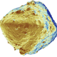 Temperature of Ryugu (Blue is -23 Celsius, Red is 126 Celsius